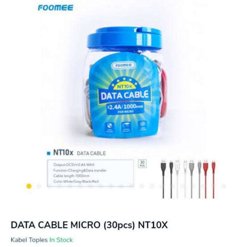 [NT-010X]Kabel Data Foomee Micro Usb 2.4a Suport Charging Dan Transfer Data