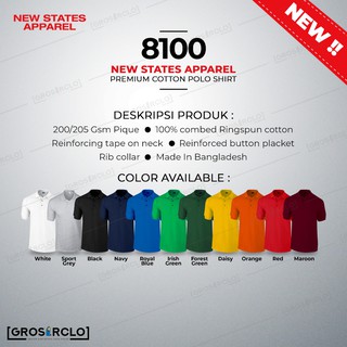 Download Baju Kaos kerah wangki Polo NSA New States Apparel Premium Cotton 8100 original Murah S M L XL ...