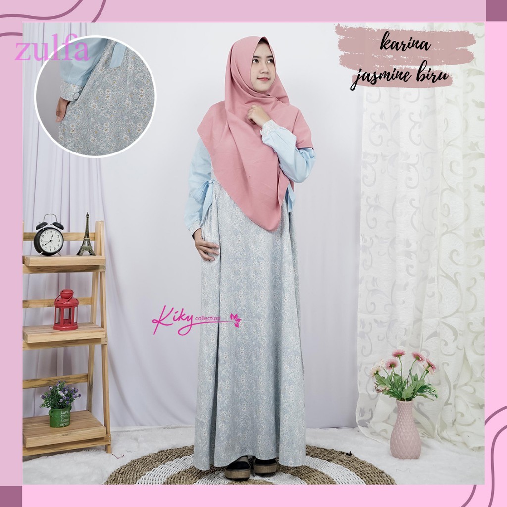 COD- Gamis Katun Jepang Original Cantik Dewasa Fashion Muslimah Wanita Busui Terbaik Karina Jasmine