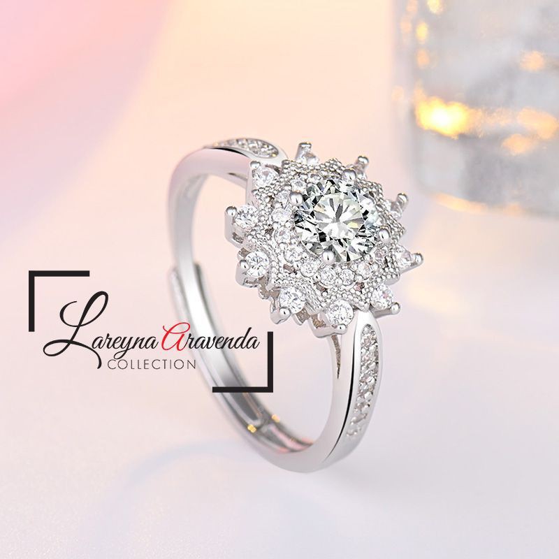 Cincin Wanita Model Snowflake Diamond Crystal Zirconia CC002