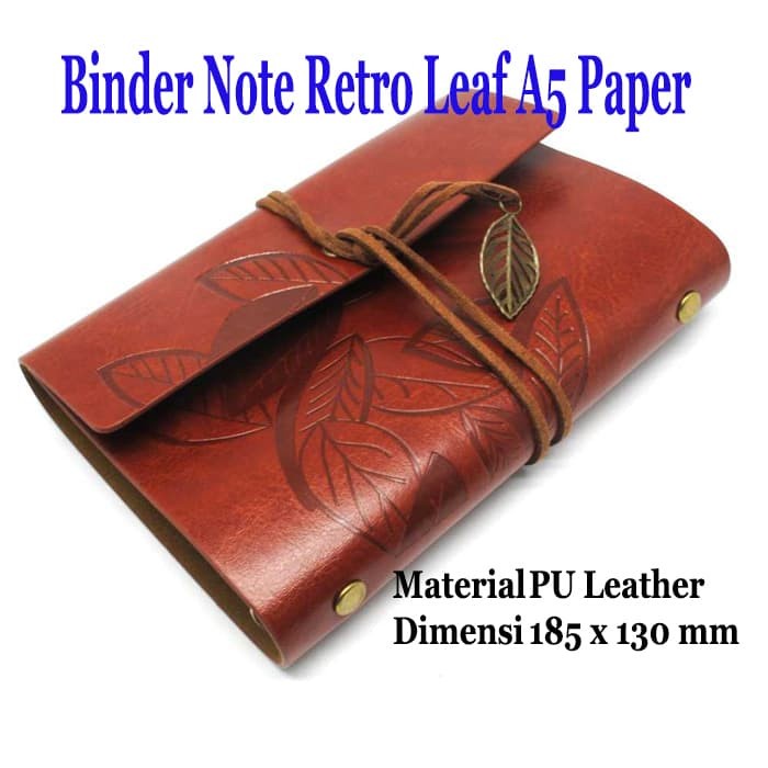 

READY Buku Catatan Binder Kulit Retro Leaf Kertas A5 - Coklat PROMO