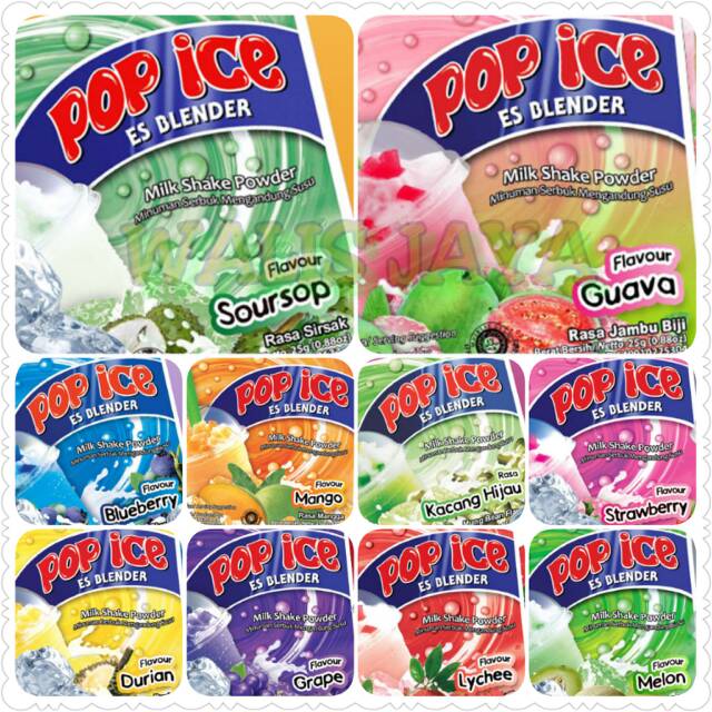 

Pop Ice 25 gram x 10 pcs ( 1 renceng ) Es Blender milk shake powder minuman serbuk mengandung susu