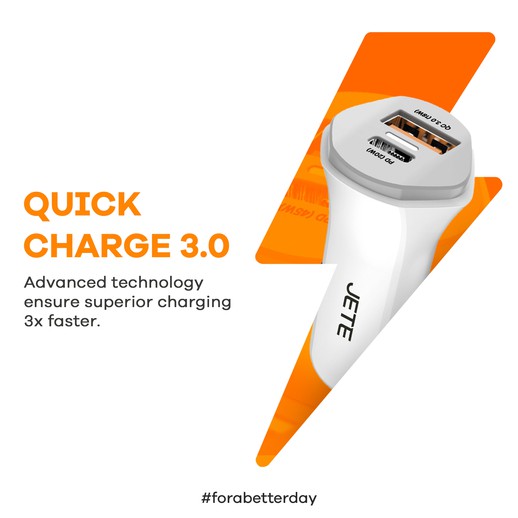 Car Charger Quick Charge 3.0  with PD JETE R2 - Garansi Resmi 2 Tahun