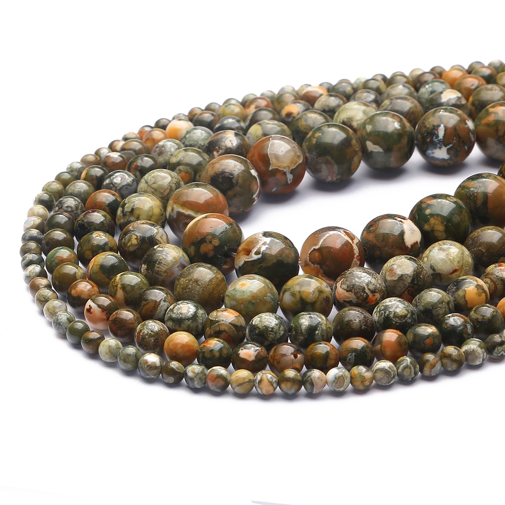 32-89 pcs Baru Alami Rhyolite Jasper Beads, Diameter 4/6/8/10/12mm, Diameter lubang sekitar 1mm, digunakan untuk Membuat Perhiasan DIY Strand