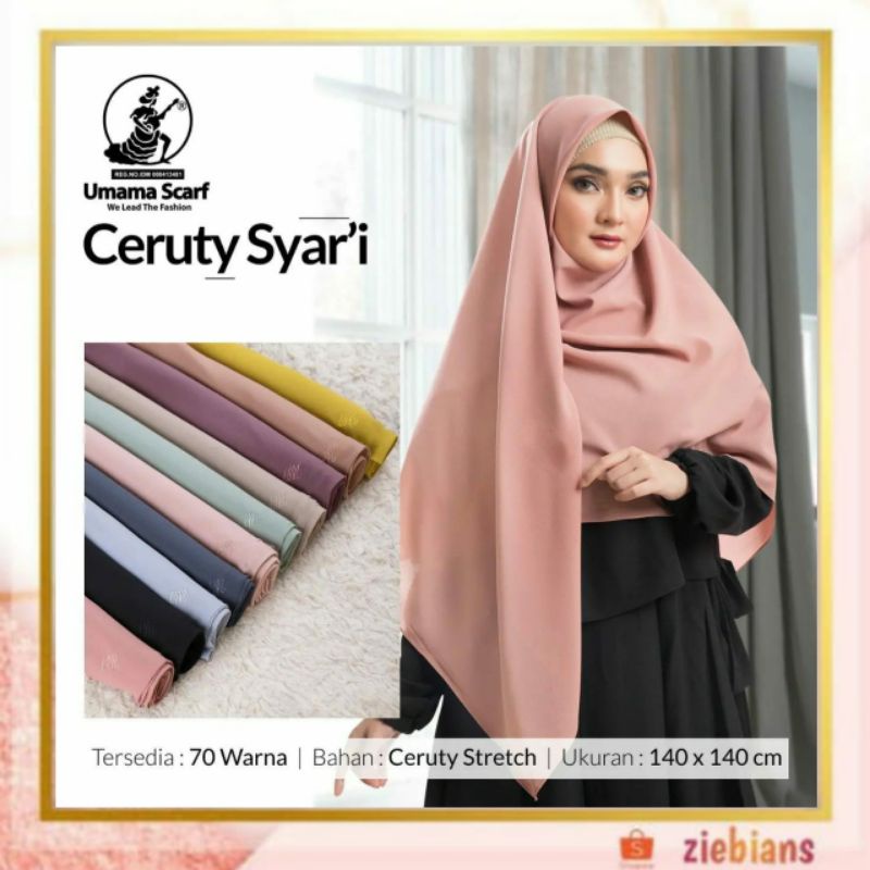 Hijab segiempat ceruty syar'i umama scraff ,Hijab Jumbo