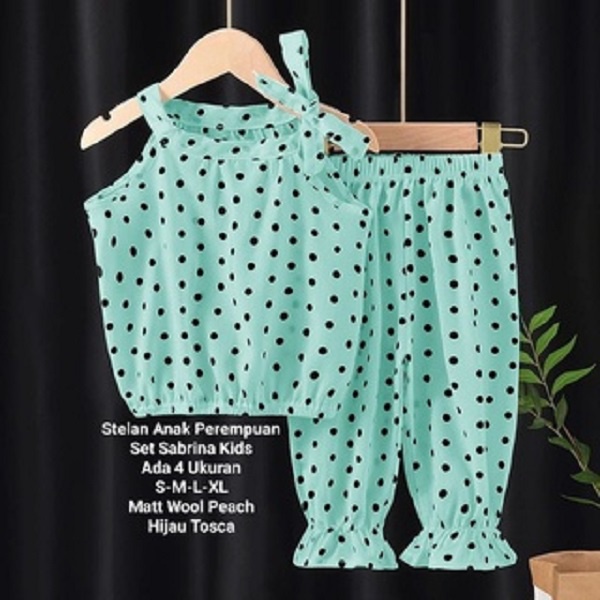 Stelan Anak Perempuan Tali Pundak 1-4 Tahun Kekinian/ Set Sabrina Kids Matt Wool Peach