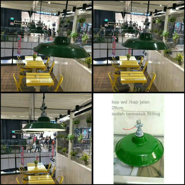 Kap lampu gantung indoor atau outdoor industrial lamp lampu gantung hijau e27 kap WD besi