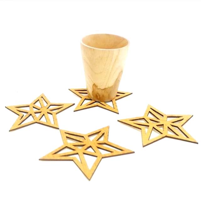 Coaster Grafir Bentuk Bintang / Hiasan Dinding / Coaster Kayu