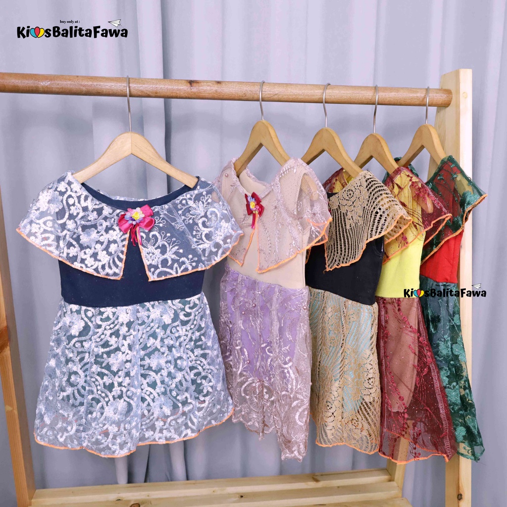 Dress Diana uk 1-4 Tahun / Baju Kensi Brukat Anak Perempuan Import Quality Dres Cape Cewe Gaun Pesta