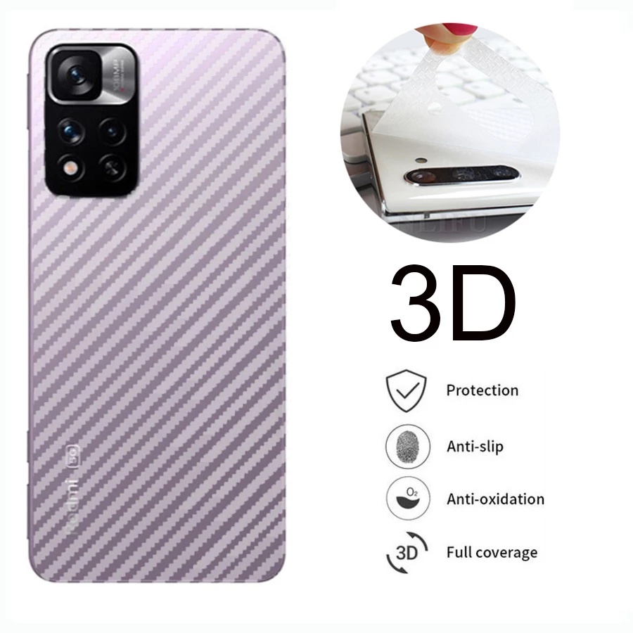 Film Pelindung Belakang Bahan Serat Karbon 3D Anti Sidik Jari Untuk Xiaomi 11 Lite / 11T / Pro