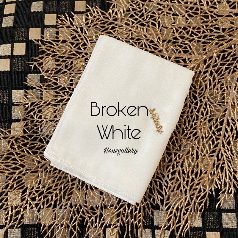 Part 1 Mylady Hijab Plain Voal Ultrafine by Myladyhijab dark mustard silver broken white optic white-BROKEN WHITE