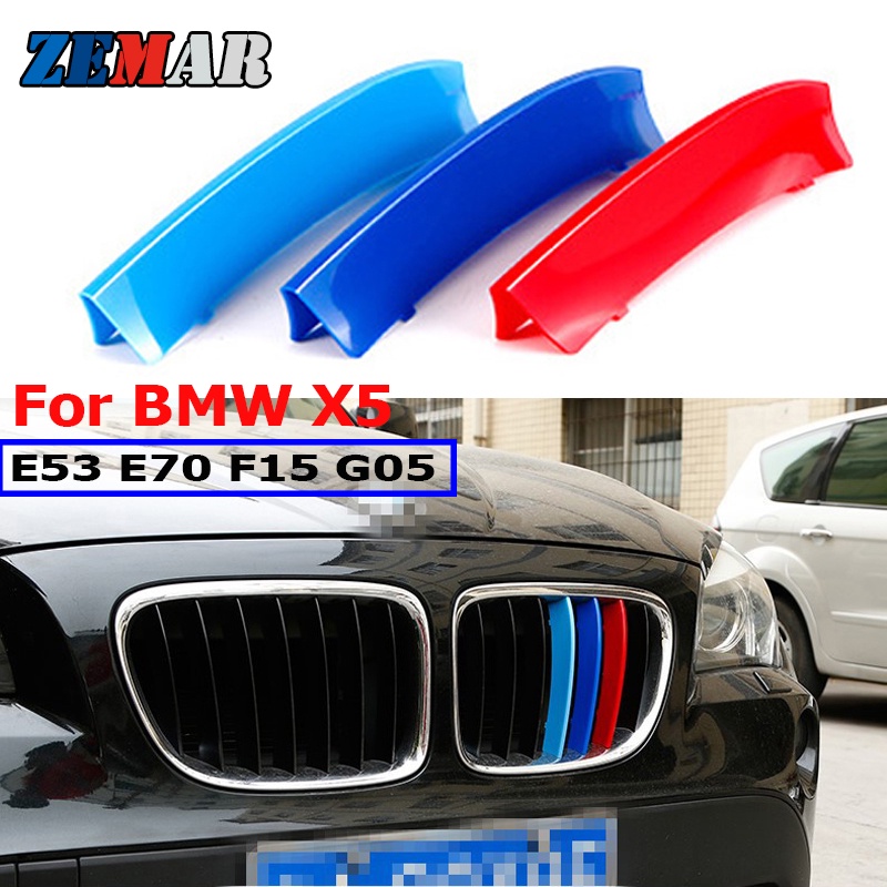 3pcs Strip Trim Grill Depan Warna Jerman Untuk BMW X5 E70 E53 F15 G05 99-21