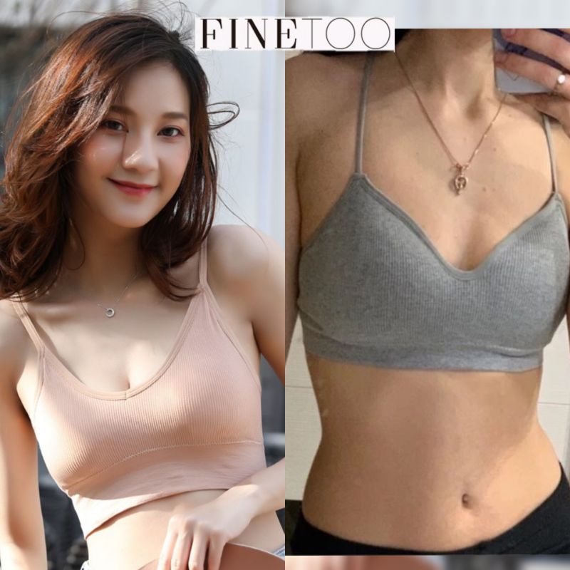 FINETOO FT02 Sport Bra Busa Tanpa Kawat Tali Kecil 9 Warna Push Up Gym Fitness Jogging Yoga Pakaian Dalam