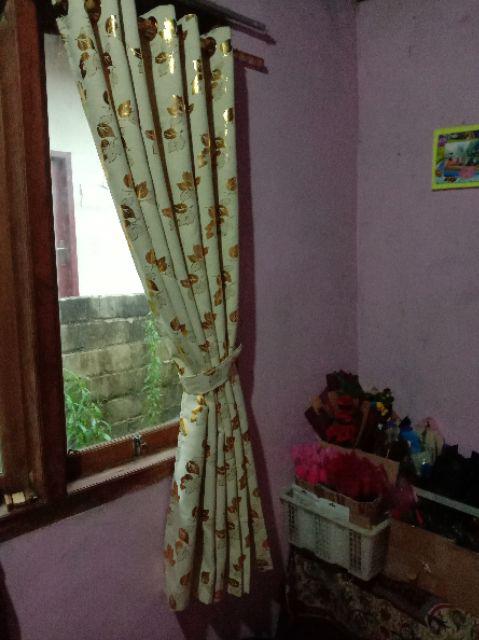 Gorden Jendela Blackout Print Emas Coklat 12 Semockring Silver 6 Gelembung Jende Pintu
