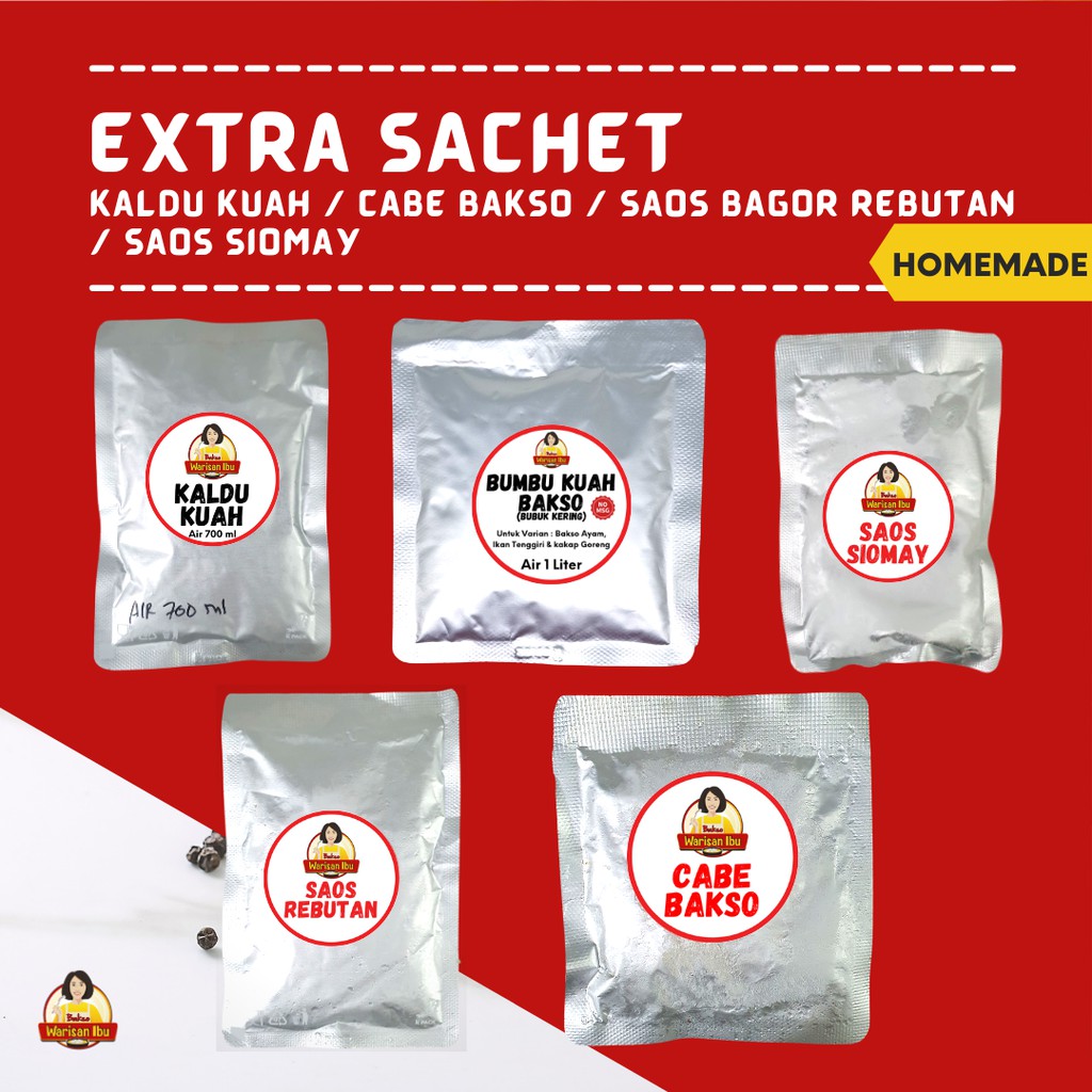 

Extra kaldu Kuah / Cabe Bakso / Saos Bagor Rebutan / Saos Siomay - Kaldu Kuah