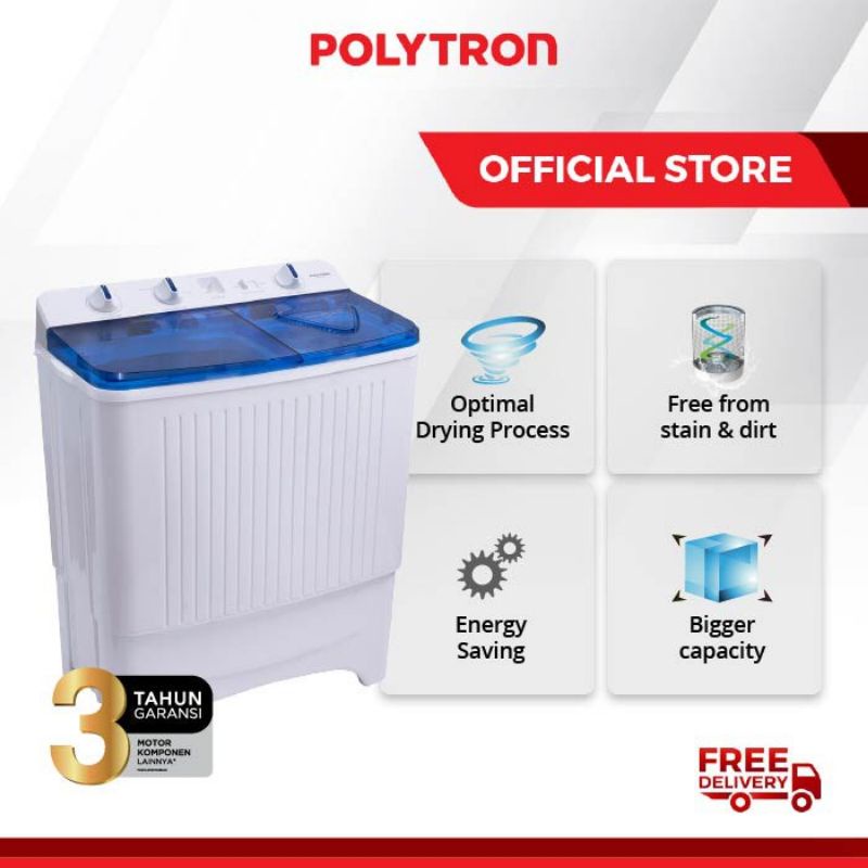 Mesin Cuci POLYTRON 2 tabung,8 KG PWM-801