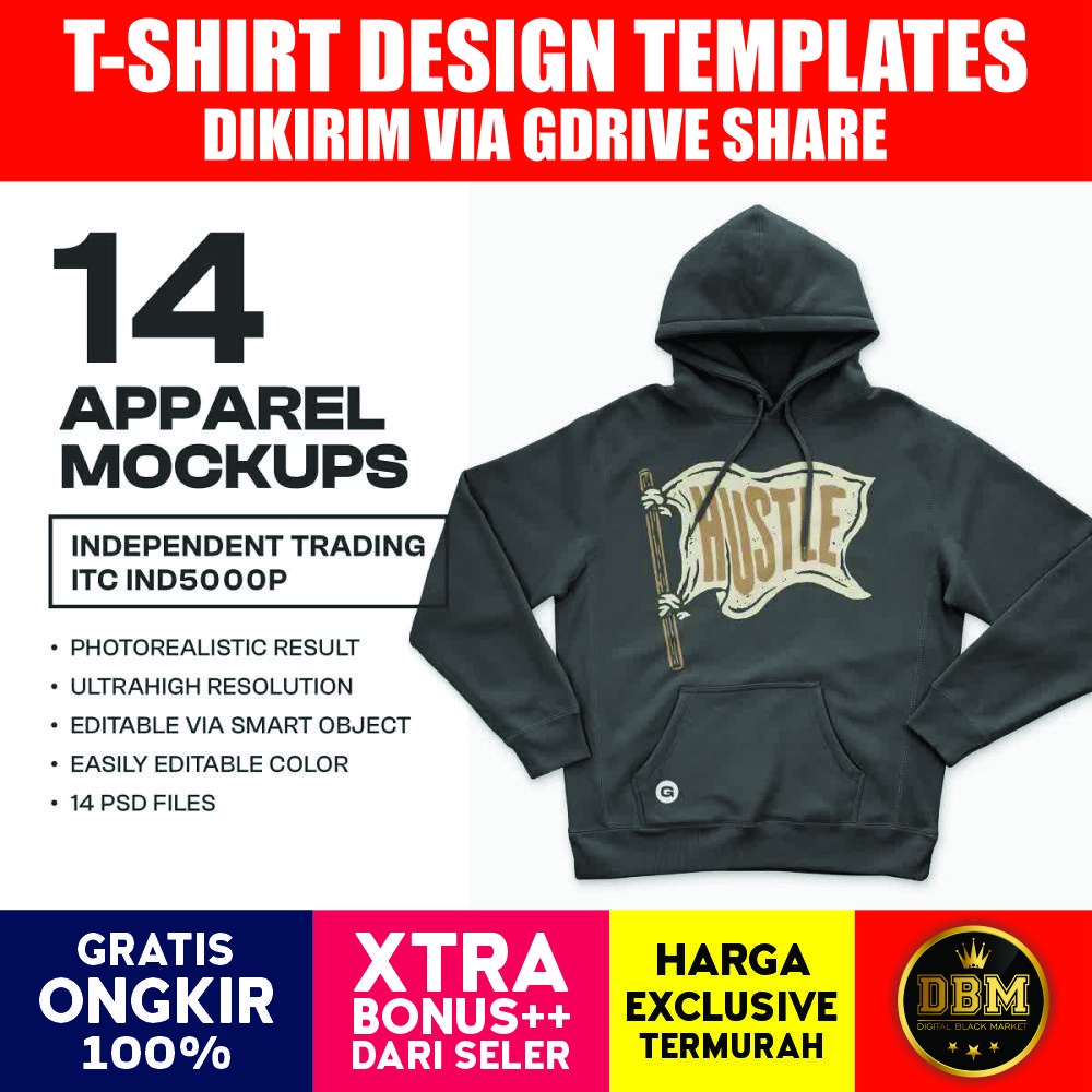 IND5000 Heavyweight Hoodie Mockups - Adobe Photoshop