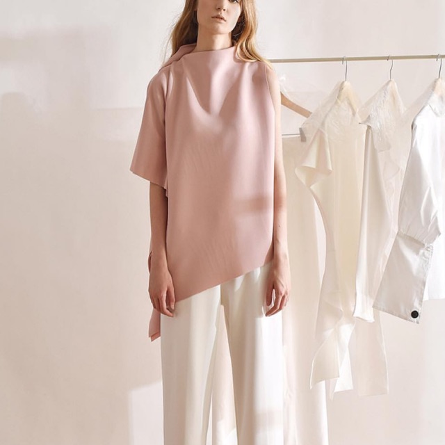 Baju atasan perempuan scuba tebal top avgal wanita blouse pink