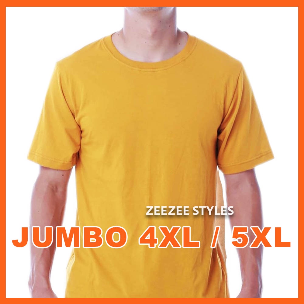 Kaos Polos Jumbo XXXXL XXXXXL Pria Wanita Oversize Tangan Pendek Mustard