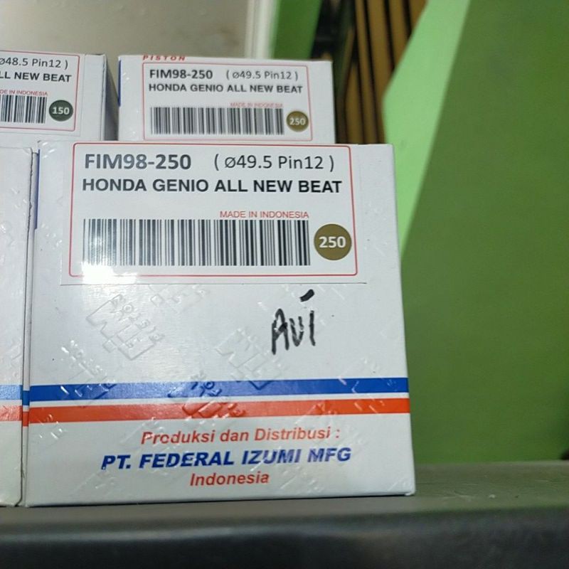 PISTON SEHER KIT SET FIM 98 UKURAN 47 47,5 48 48,5 49 MM PIN 12 HONDA GENIO BEAT ALL NEW ESP SCOOPY-OS 250 ( 49,5 MM )