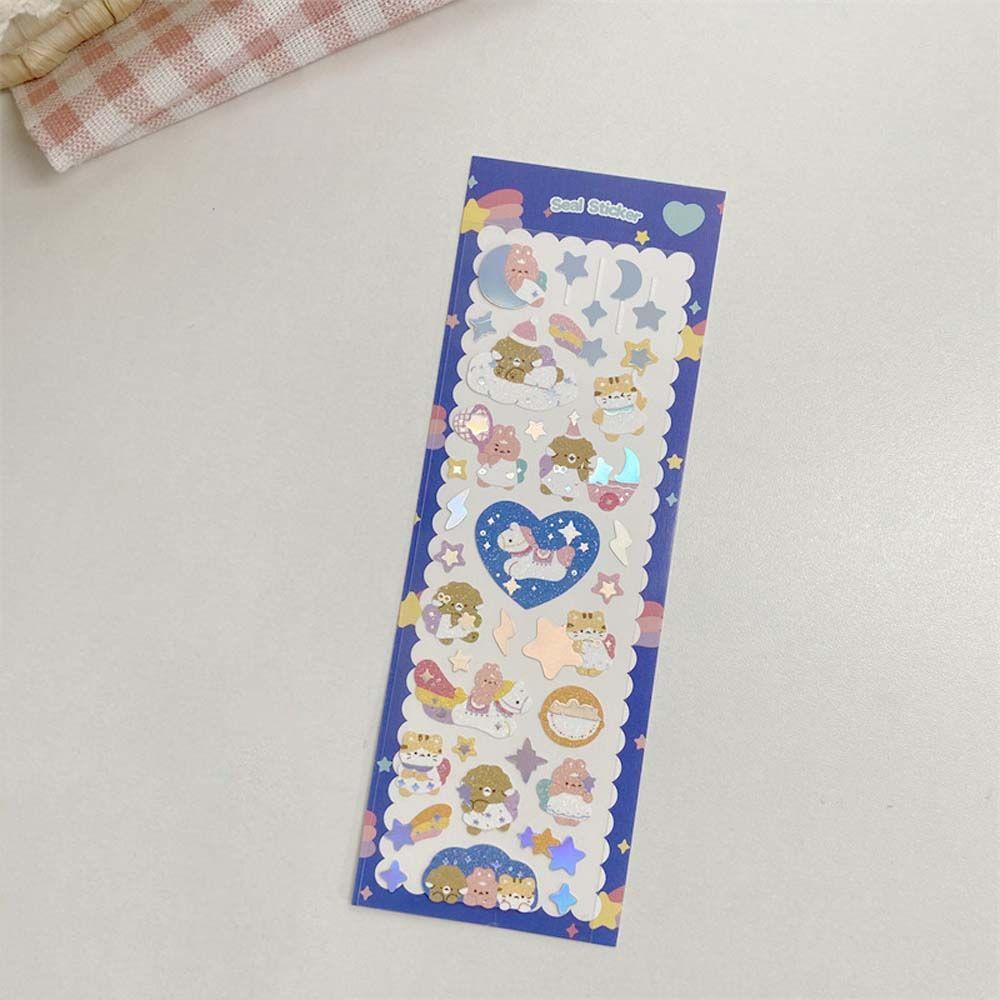 [Elegan] Stiker Dekoratif Kartun Lucu 1lembar Decal Diary Stiker DIY Scrapbooking Kolase Bahan Hewan Kartun Beruang Dekorasi Kertas