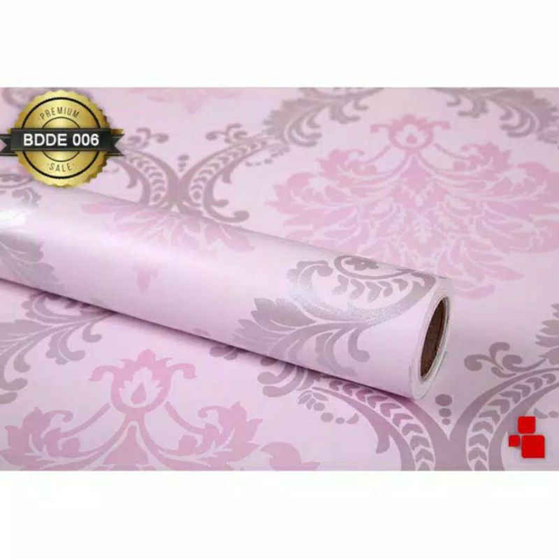 Wallpaper Sticker Dinding Motif Batik Pink 9sd10mx45cm