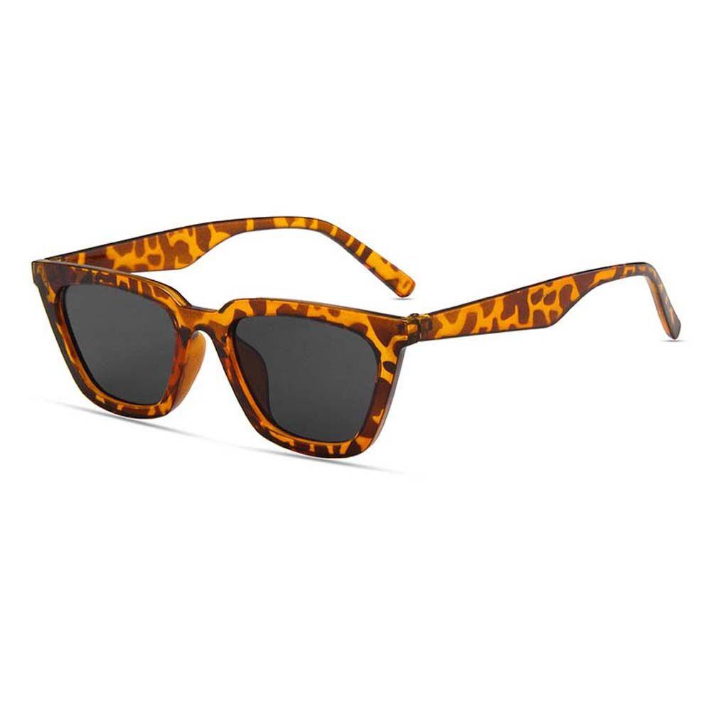 Mxbeauty Kacamata Hitam Persegi Elegan Eropa Dan Amerika Anti-UV Motif Leopard Hitam Kacamata Matahari Wanita Sunglasses