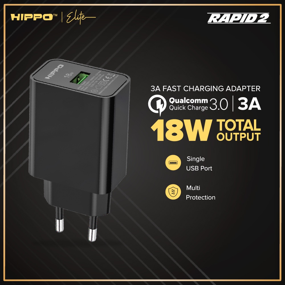 Hippo Rapid 2 Adaptor Charger Quick Charge 3.0 Fast Charging 18 W