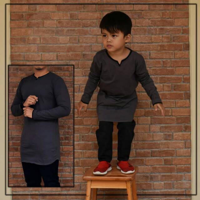 Baju Koko Kaos Kurta Couple Ayah dan Anak Bahan Katun Combed
