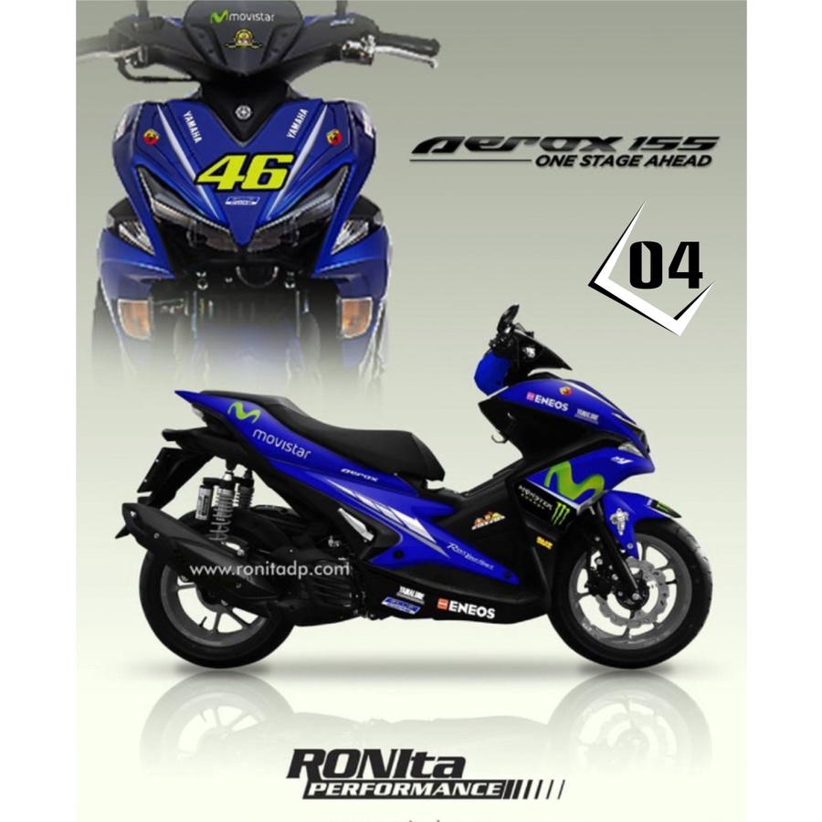 decal aerox  movistar biru custom variasi full body sticker decal motor aerox 155