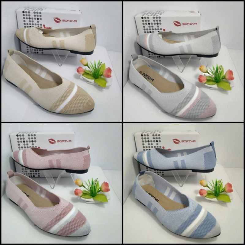 Flats shoes rajut / sofiya flatshoes rajut aneka warna