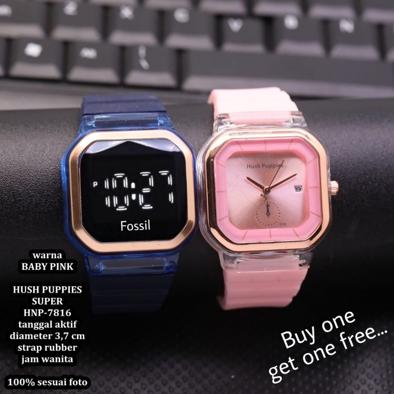 (Terima Cod)Buy 1 Get 1 Paket Hemat Jam Tangan Wanita Hushpuppies Crono1+Hp Touch Scren Strap Rubber/Karet(Dikirim Jakarta)