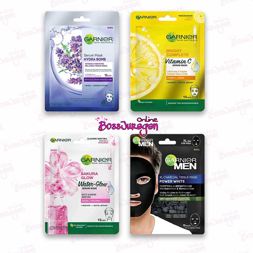 (BOSS) Garnier Serum Masker Wajah&amp;HYDRA BOMB 1x Pakai TISSU MASK