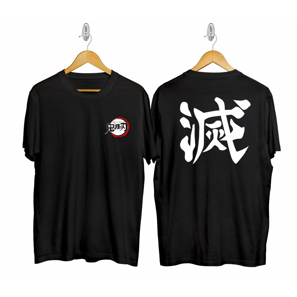 Kaos Distro Bandung Motif Tulisan Japan KANJI DEMON SLAYER / Pakaian Pria Wanita / T-Shirt & Kaos Da