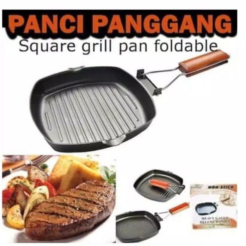 Teflon Wajan BBQ Bakaran Sate Serbaguna Square Grill Pan 20 Cm Teflon Wajan BBQ