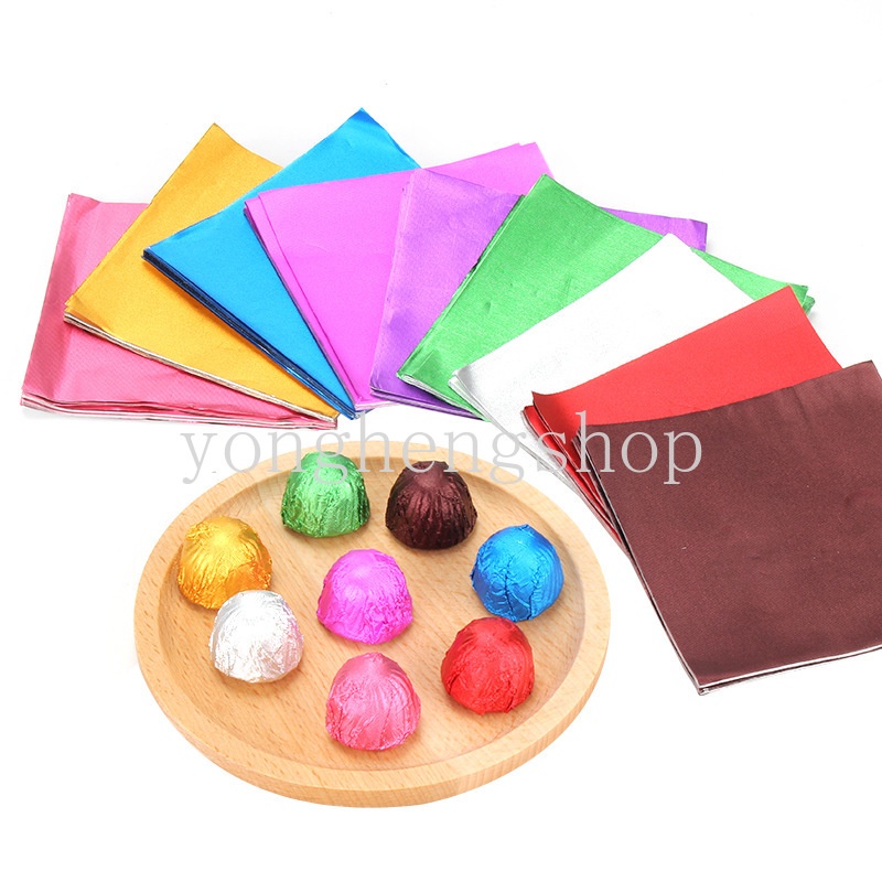 100pcs / set Kertas Foil Pembungkus Permen / Cokelat Untuk Dekorasi Pesta Natal / Festival