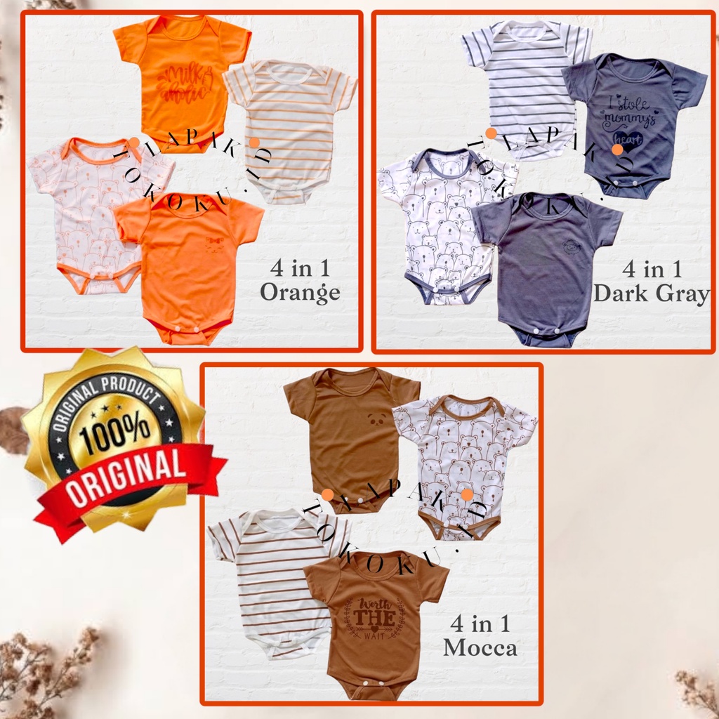 Set Jumper Bayi 4in1 Jumsuit Lengan Pendek (0-6 bulan) Jumper Newborn Jumpsuit bayi Newborn Jumper Laki-laki Perempuan Romper Bayi 1 set isi 4 pcs Baju Anak Perempuan Laki-Laki Sleepsuit Pendek Bayi Romper Bayi Hansop Bayi Baju Bayi Anak Setelan Baju Anak