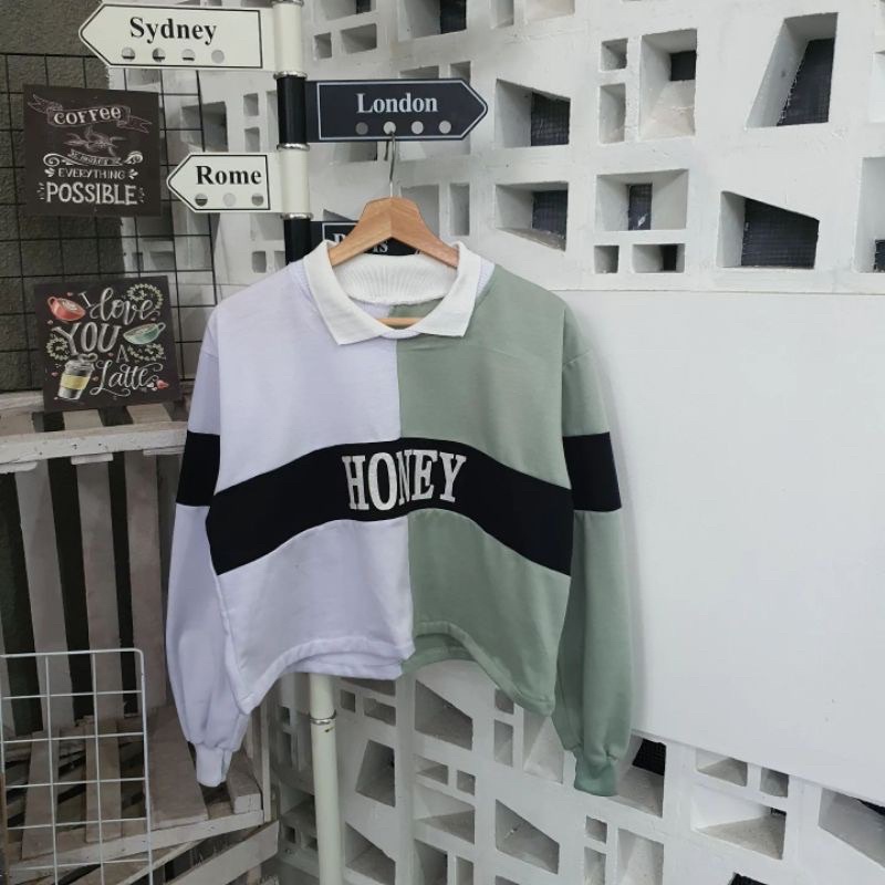 HONEY SWEATER CROP COLAR // CROP TOP // SWEATER KERAH