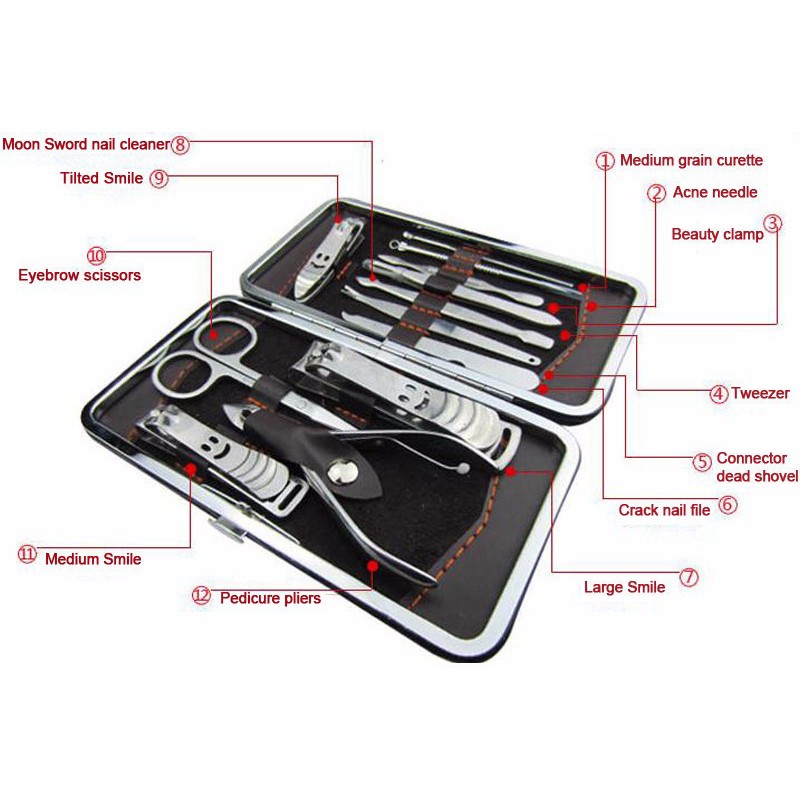 Nail Art Set Manicure Pedicure 12 PCS - Biutte.co - Gunting Kuku Menikur Pedikur Set Lengkap 12 in 1