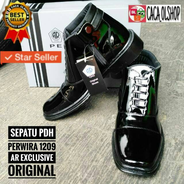 AR Exclusive Sepatu PDH Perwira Original 1209 TNI POLRI Security Satpam Tali Imitasi Mati Variasi