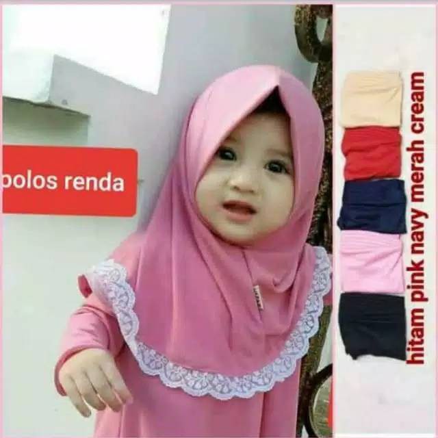 SD - JILBAB ANAK ANISA RENDA KERUDUNG BAYI CANTIK USIA 0-3 TAHUN BAHAN JERSEY PREMIUM