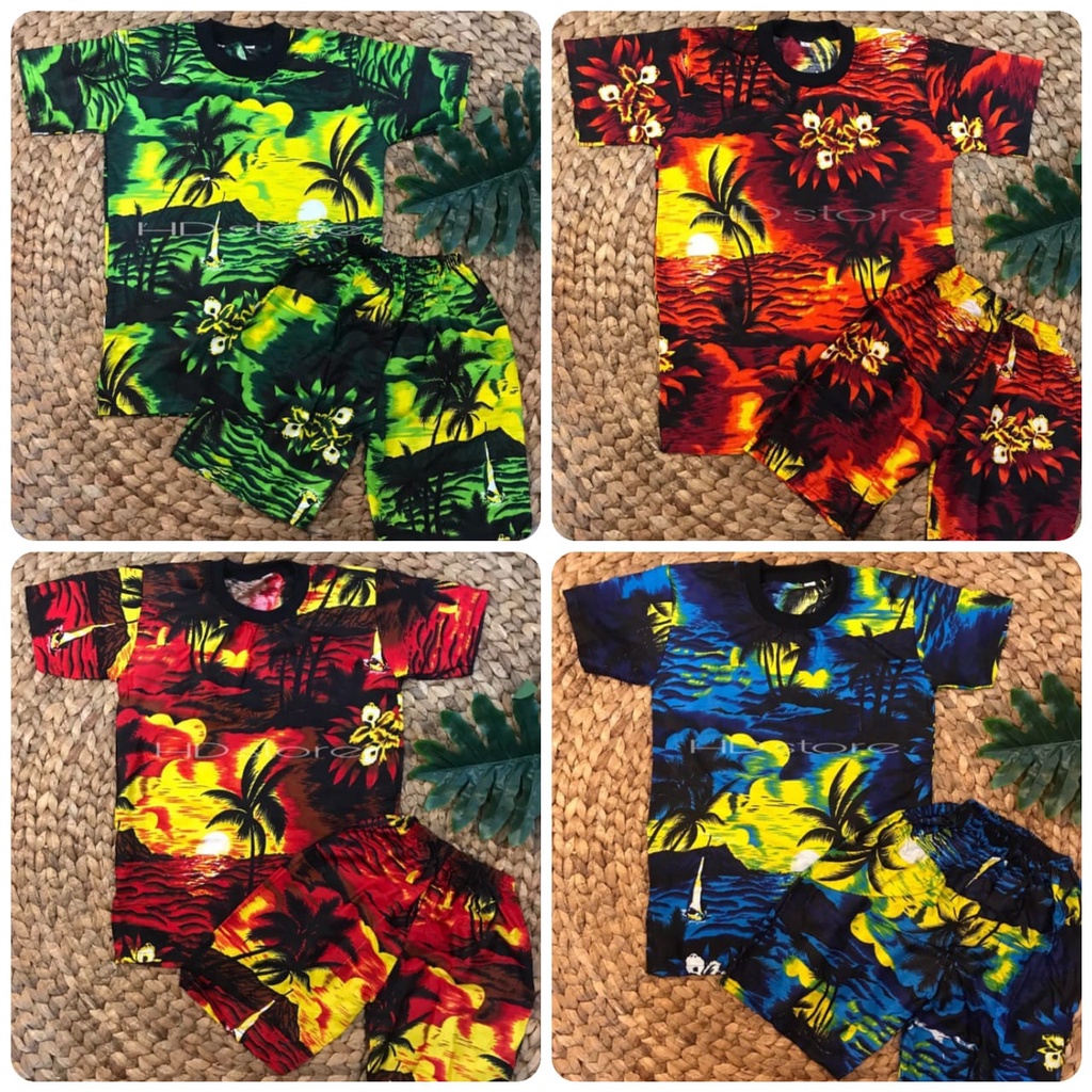 SETELAN BAJU ANAK- ANAK MOTIF PANTAI BAHAN KATUN RAYON SUPER HALUS &amp; TEBAL