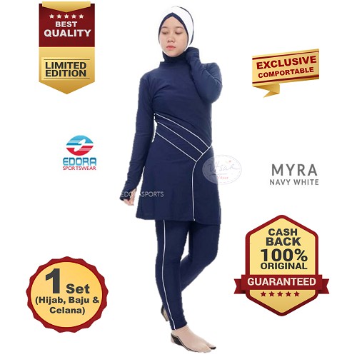Baju Renang Muslimah Edora Sportswear MYRA Navy
