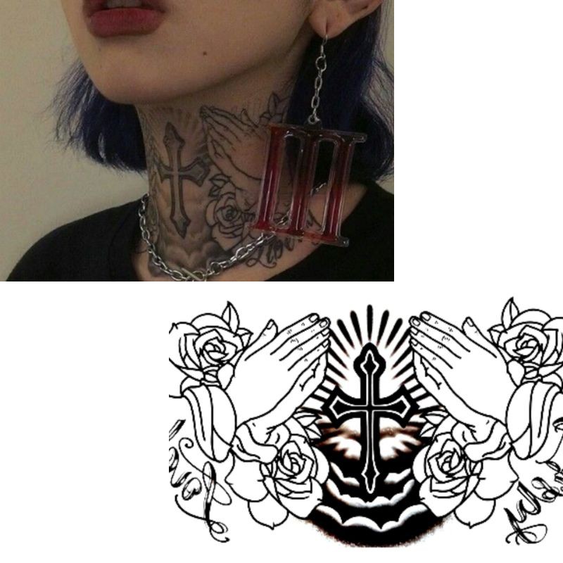 Tato Temporer Salib Stiker Tato Minimalis - SALTAN