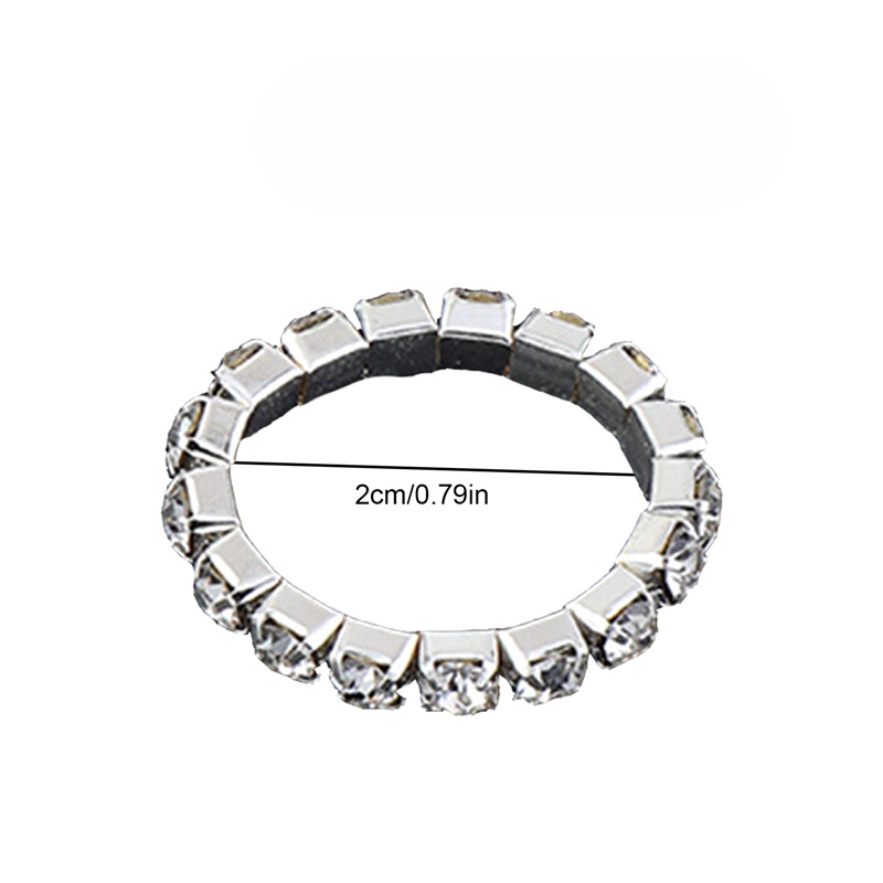 Cincin Berlian Imitasi Zircon Multi Baris Warna Silver Gaya Korea