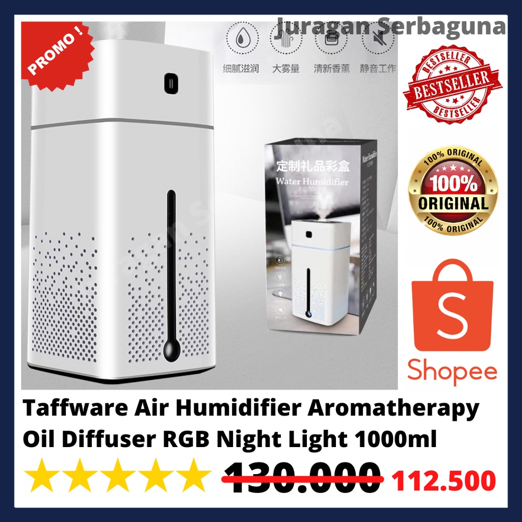 Taffware Air Humidifier Aromatherapy Oil Diffuser RGB Night Light 1000ml - HUMI KS-600 - White