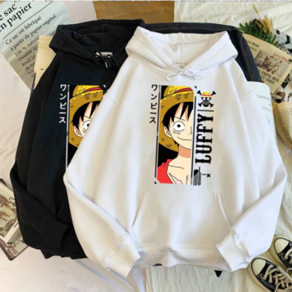 Jacket Sweater Hoodie Anime Karakter Kartun One Piece Jepang Pria Wanita Jaket Hodie Harajuku Cowok 