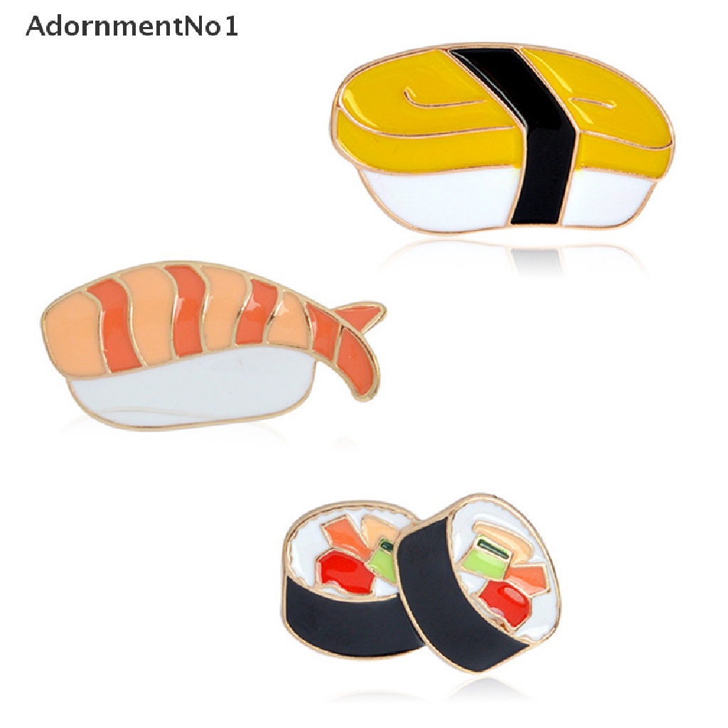 (AdornmentNo1) 3pcs / Set Bros Pin Enamel Bentuk Sushi / Makanan Jepang Untuk Aksesoris Pakaian