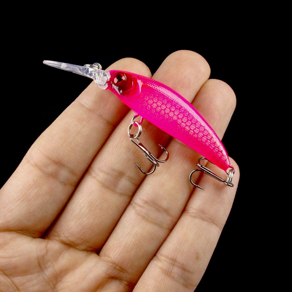 Hengjia 1pcs Sinking Fishing Lure Umpan Pancing Minnow Tiruan Bentuk Ikan Bermata 3D Eyes Hard Plastic Bait Keras 7cm / 6g