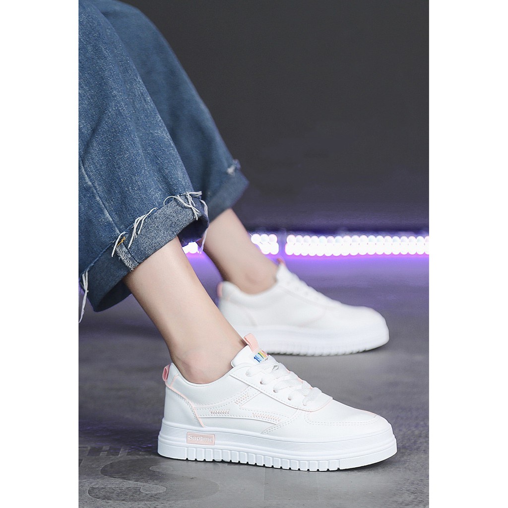 BIG SALE 9.9 Kara Sepatu Sneakers Wanita Sport Shoes White AMC 58-4